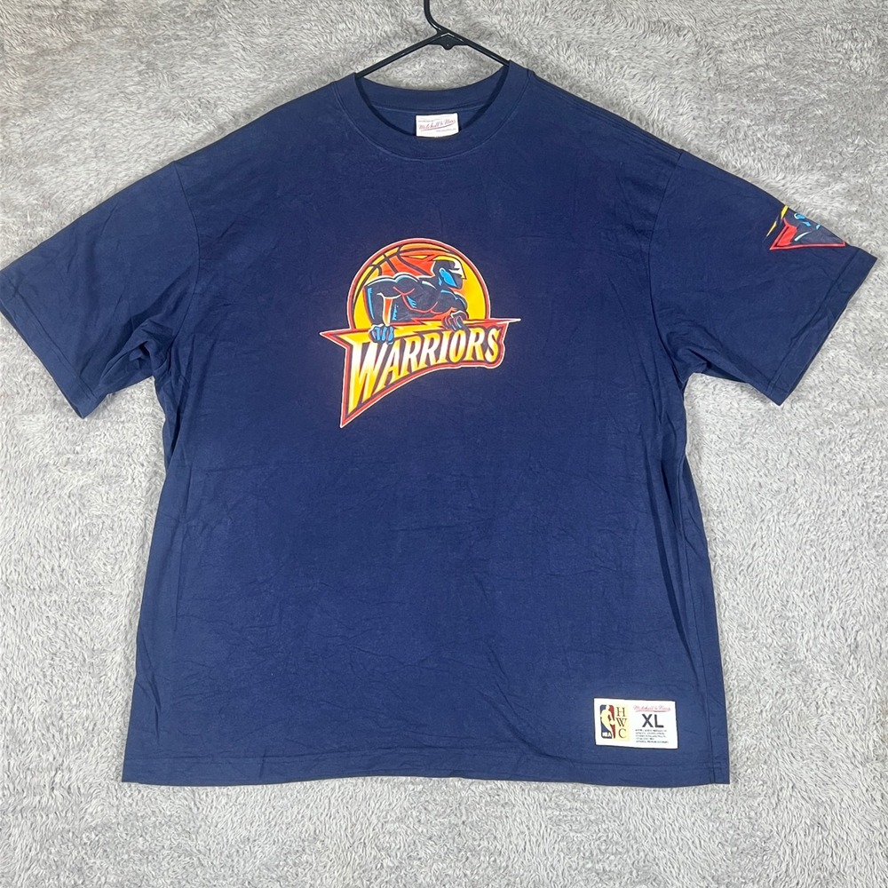 Mitchell & Ness T-Shirt Mens XL Navy Golden State Warriors HWC Graphic Tee